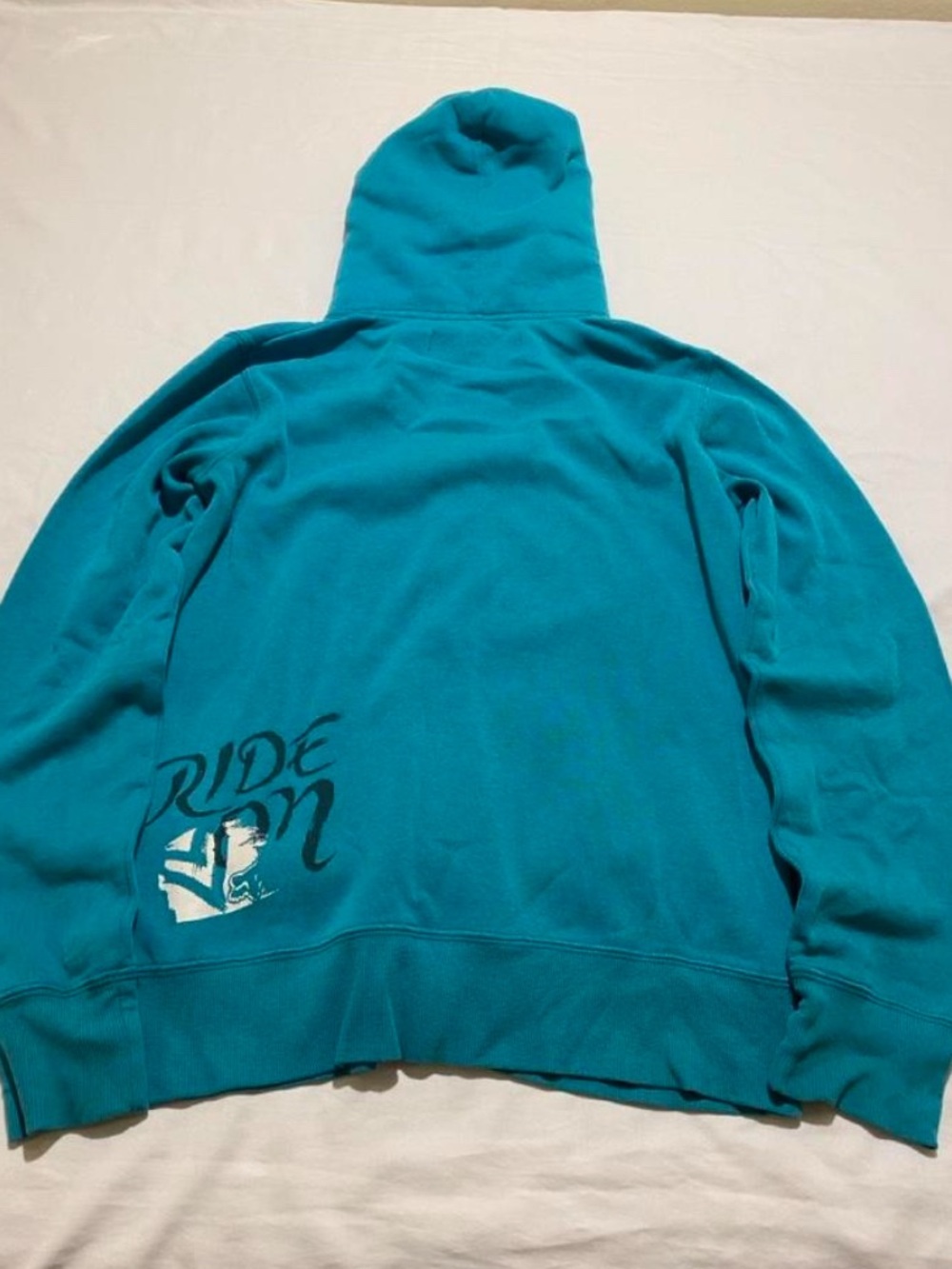 Fox Teal Hoodie Jacket with Brown Sherpa Hood Lining - Picture 4 of 6